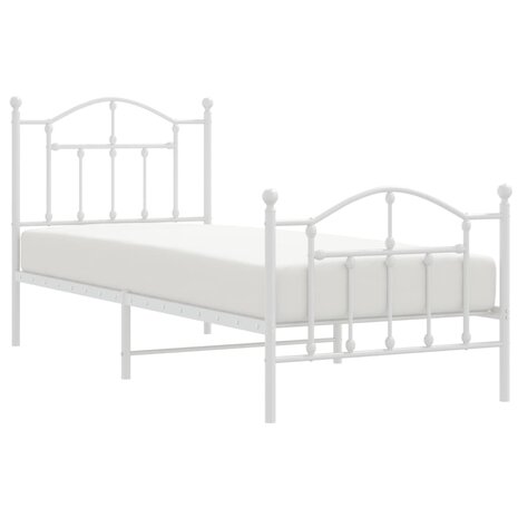 Bedframe met hoofd- en voeteneinde metaal wit 90x190 cm 4
