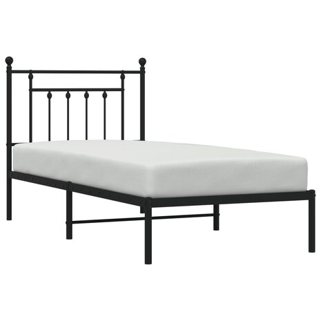 Bedframe met hoofdbord metaal zwart 90x190 cm 5
