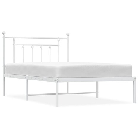Bedframe met hoofdbord metaal wit 107x203 cm 2