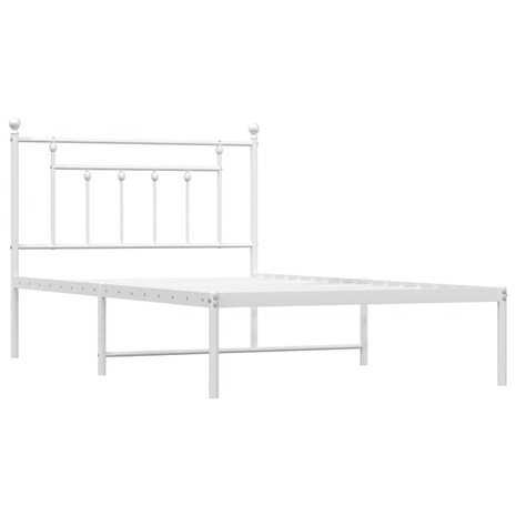 Bedframe met hoofdbord metaal wit 107x203 cm 3