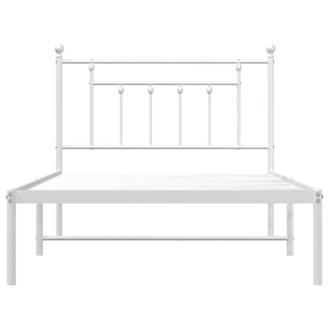 Bedframe met hoofdbord metaal wit 107x203 cm 6