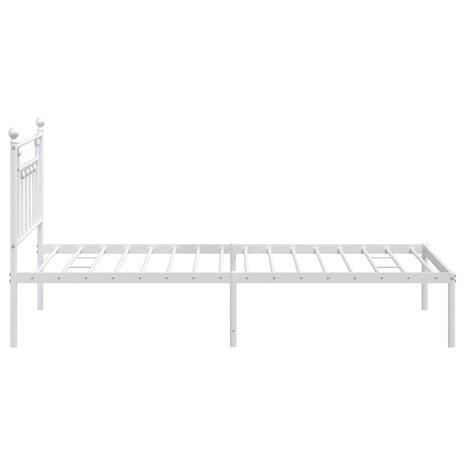 Bedframe met hoofdbord metaal wit 107x203 cm 7