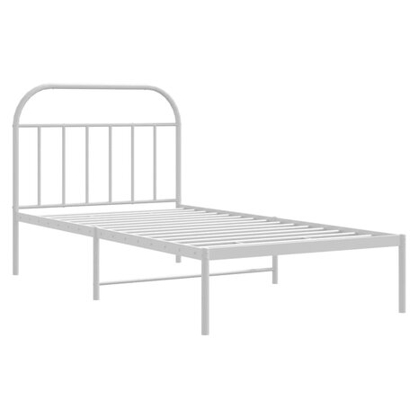 Bedframe met hoofdbord metaal wit 107x203 cm 3