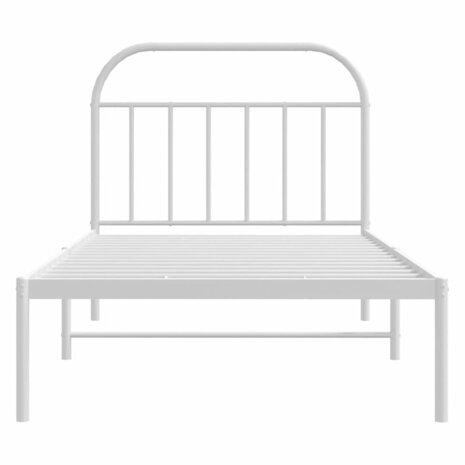 Bedframe met hoofdbord metaal wit 107x203 cm 6