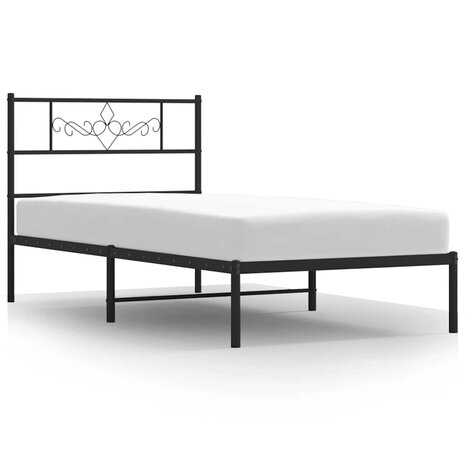 Bedframe met hoofdbord metaal zwart 100x190 cm 2