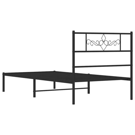 Bedframe met hoofdbord metaal zwart 100x190 cm 8