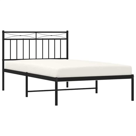 Bedframe met hoofdbord metaal zwart 100x200 cm 4