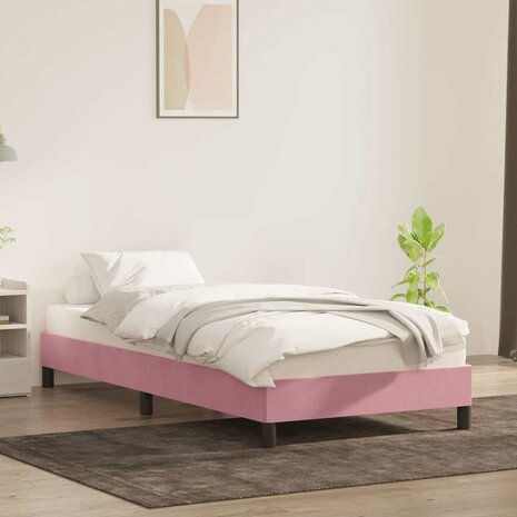 Bedframe zonder matras 80x220 cm fluweel roze 3