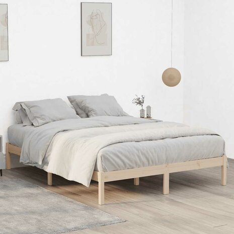 Bedframe zonder matras massief grenenhout 193x203 cm kingsize 4