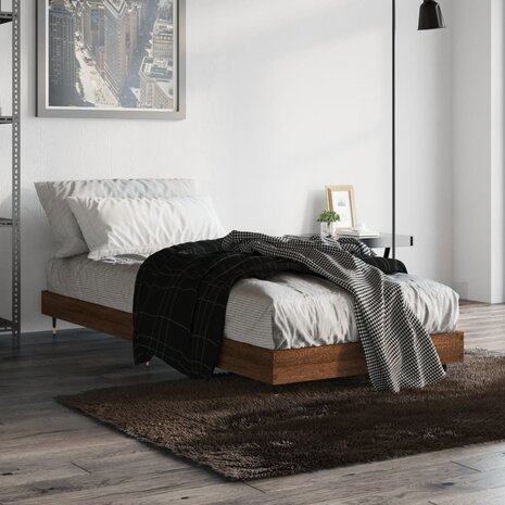Bedframe zonder matras bewerkt hout bruin eikenkleur 75x190 cm 1