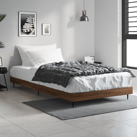 Bedframe zonder matras bewerkt hout bruin eikenkleur 100x200 cm 1