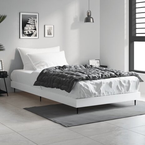 Bedframe bewerkt hout wit 90x200 cm 1