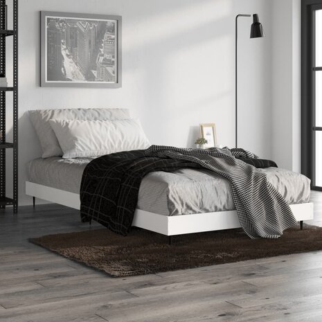 Bedframe bewerkt hout wit 90x200 cm 4