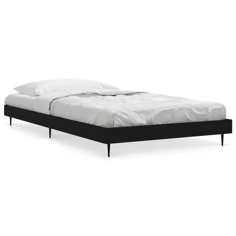 Bedframe bewerkt hout zwart 90x200 cm 2