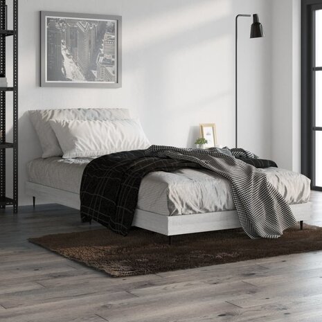Bedframe bewerkt hout grijs sonoma eikenkleurig 90x200 cm 4
