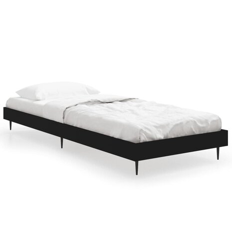 Bedframe bewerkt hout zwart 75x190 cm 2