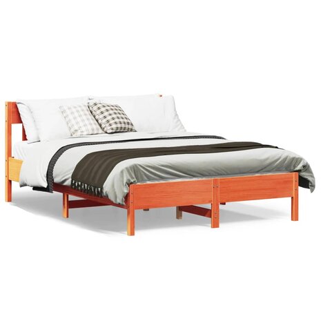 Bed met matras massief grenenhout wasbruin 140x190 cm 1