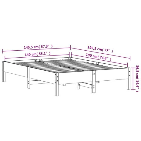 Bed met matras massief grenenhout wasbruin 140x190 cm 9