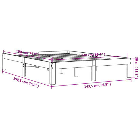 Bed met matras massief grenenhout wasbruin 140x190 cm 9
