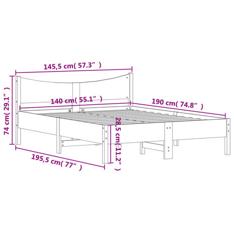 Bed met matras massief grenenhout wasbruin 140x190 cm 9