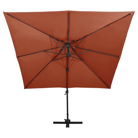 Zweefparasol met dubbel dak 300x300 cm terracottakleurig 2