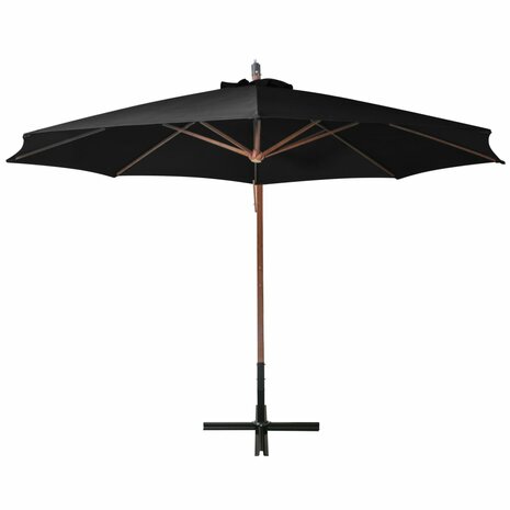 Zweefparasol met paal 3,5x2,9 m massief vurenhout zwart 3