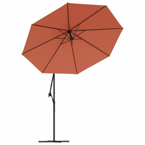 Zweefparasol met LED-verlichting en stalen paal terracottakleur 4