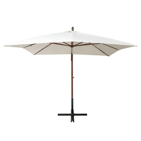 Zweefparasol met houten paal 300x300 cm wit 2