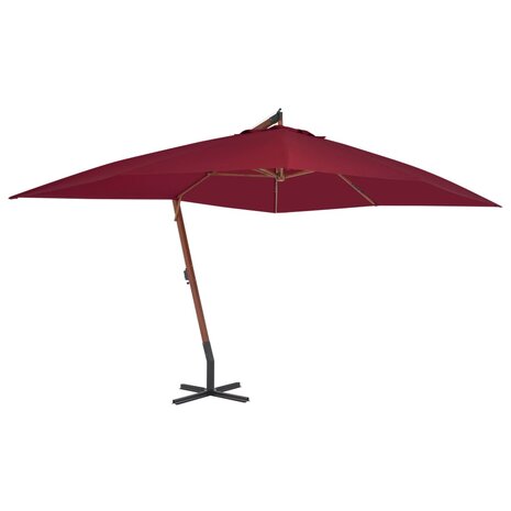 Zweefparasol met houten paal 400x300 cm bordeauxrood 1