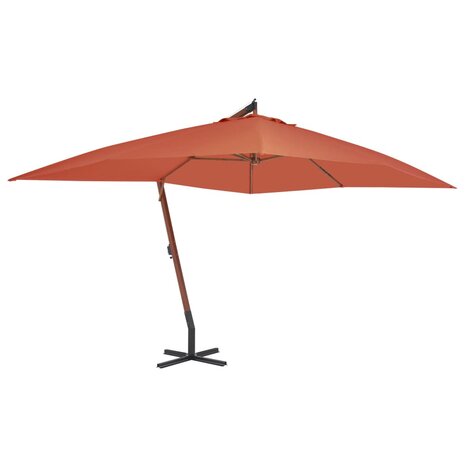 Zweefparasol met houten paal 400x300 cm terracottakleurig 1
