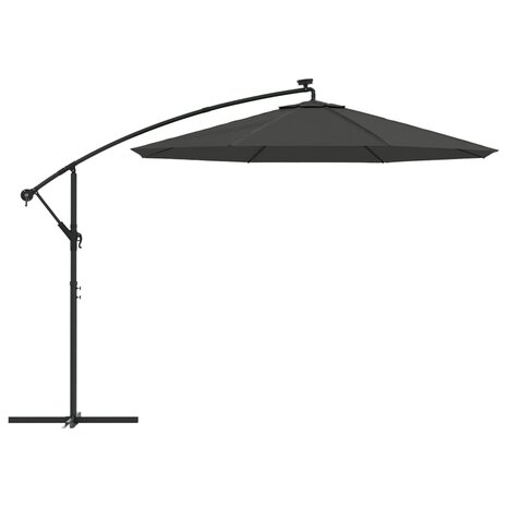 Zweefparasol met LED-verlichting stalen paal 300 cm antraciet 4