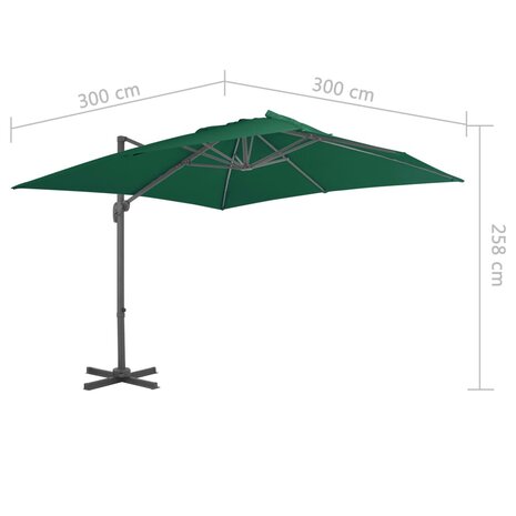 Zweefparasol met aluminium paal 300x300 cm groen 7