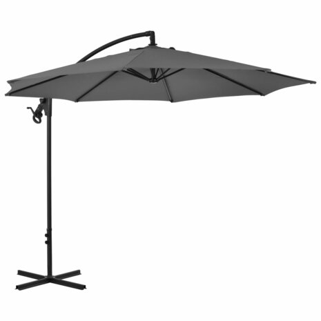 Zweefparasol met stalen paal 300 cm antracietkleurig 3