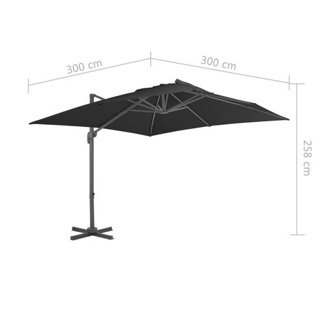 Zweefparasol met aluminium paal 3x3 m zwart 9