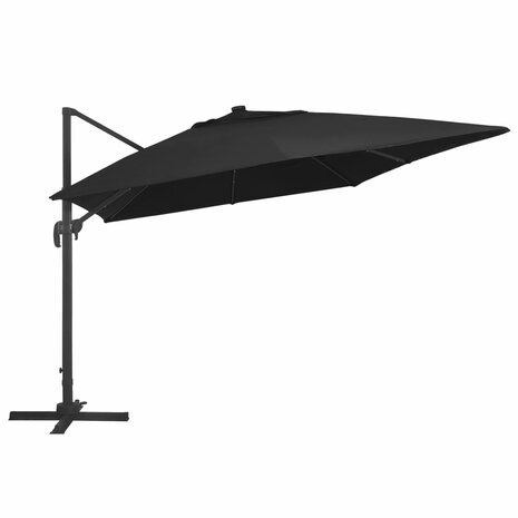 Zweefparasol met LED-verlichting en paal 400x300 cm zwart 3