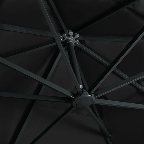 Zweefparasol met LED-verlichting en paal 400x300 cm zwart 6