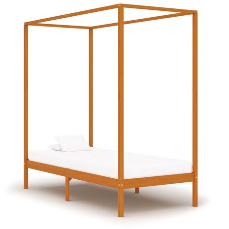 Hemelbedframe massief grenenhout honingbruin 90x200 cm 1