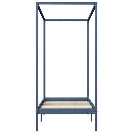 Hemelbedframe massief grenenhout grijs 90x200 cm 3