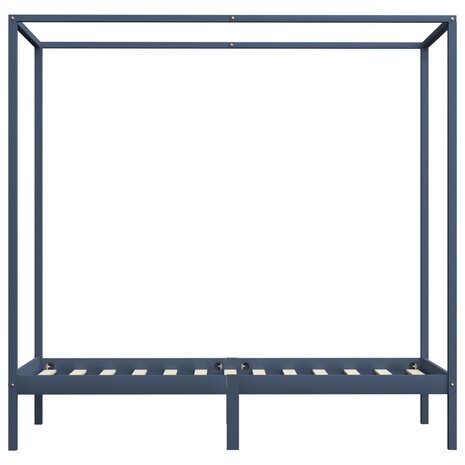 Hemelbedframe massief grenenhout grijs 90x200 cm 4
