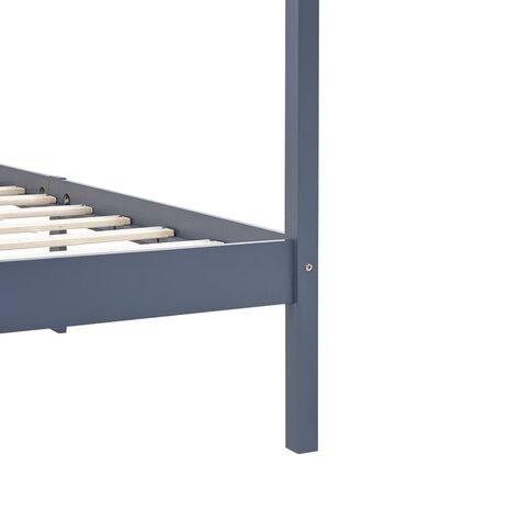 Hemelbedframe massief grenenhout grijs 90x200 cm 6