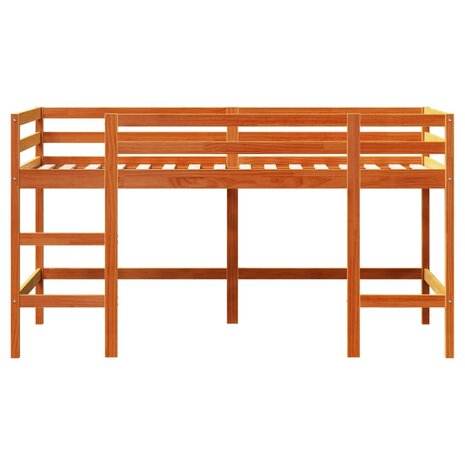 Kinderhoogslaper met ladder 90x200 cm massief grenenhout bruin 4
