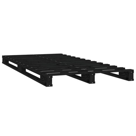 Palletbed massief grenenhout zwart 75x190 cm 4