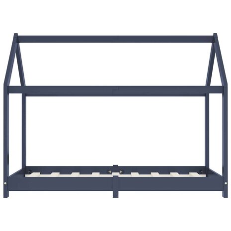 Kinderbedframe massief grenenhout grijs 70x140 cm 4