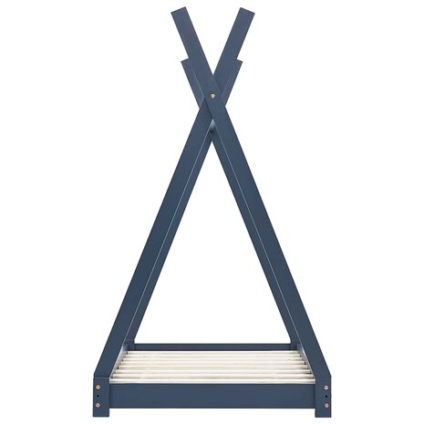 Kinderbedframe massief grenenhout grijs 70x140 cm 4