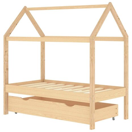 Kinderbedframe met lade massief grenenhout 70x140 cm 2