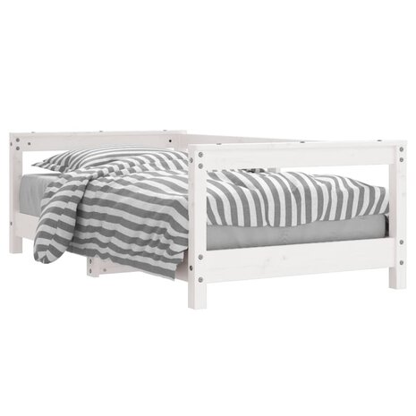Kinderbedframe 70x140 cm massief grenenhout wit 2