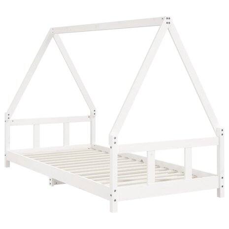 Kinderbedframe 90x200 cm massief grenenhout wit 3
