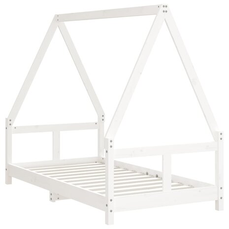 Kinderbedframe 80x160 cm massief grenenhout wit 3