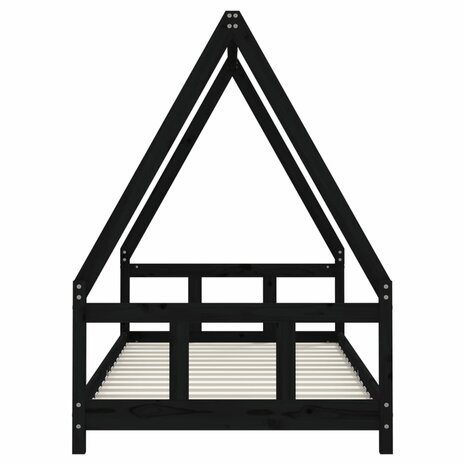 Kinderbedframe 90x190 cm massief grenenhout zwart 4