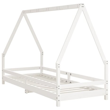 Kinderbedframe 90x200 cm massief grenenhout wit 6